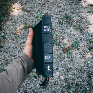 ESV Personal Reference Edition rebound in Rustic Navy Cowhide