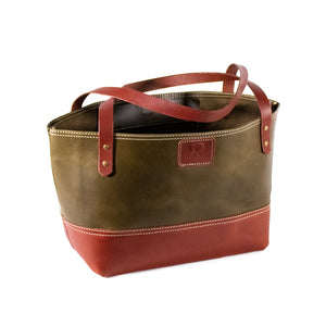 Green and brown leather purse