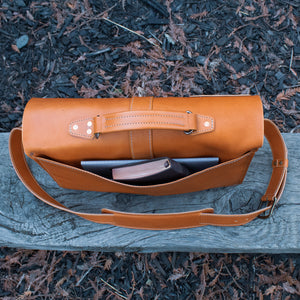 Tan leather computer bag